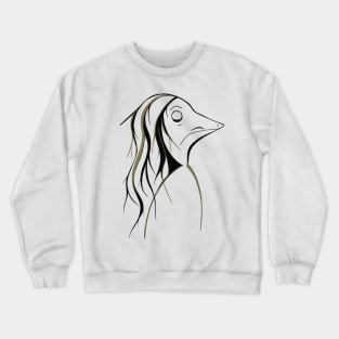 Drawing of mysterious creature with long hair Crewneck Sweatshirt